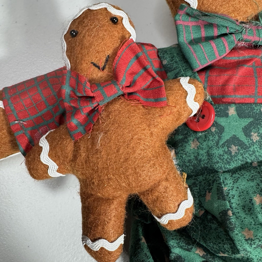 Vintage Stuffed Gingerbread Family Boy Girl Christmas Holiday Decor Farmhouse - Picture 9 of 9